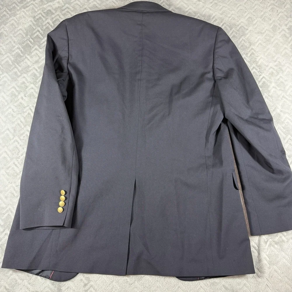 Vtg Lands End Wool Blazer Mens 40L Navy Gold Buttons Sport Coat Preppy‎ Nautical